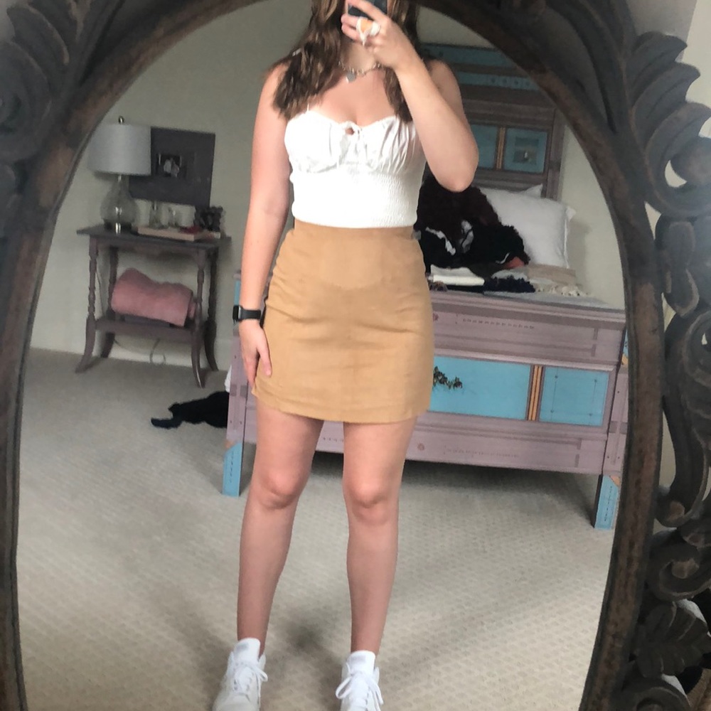 Boutique faux suede tan skirt